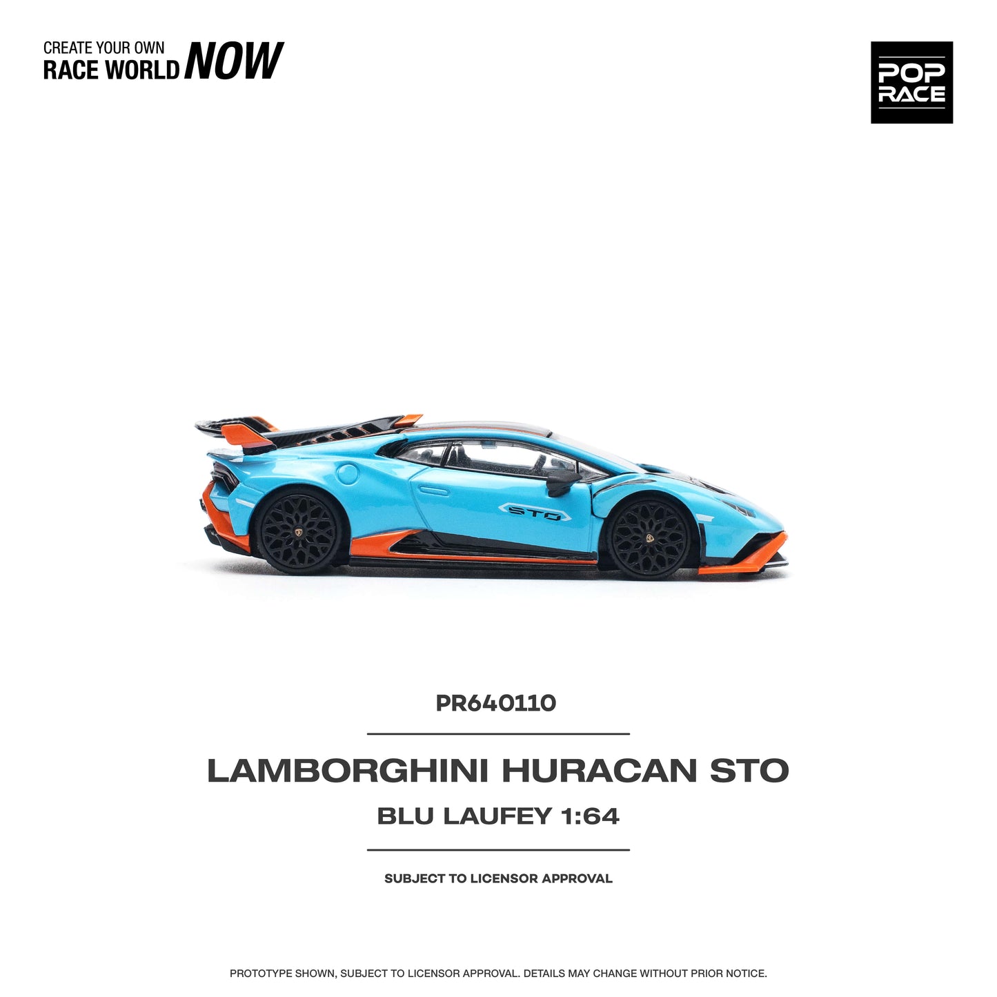 Pop Race - Pre-Order -  Lamborghini Huracan, STO blu laufey - PR640110 - 1:64