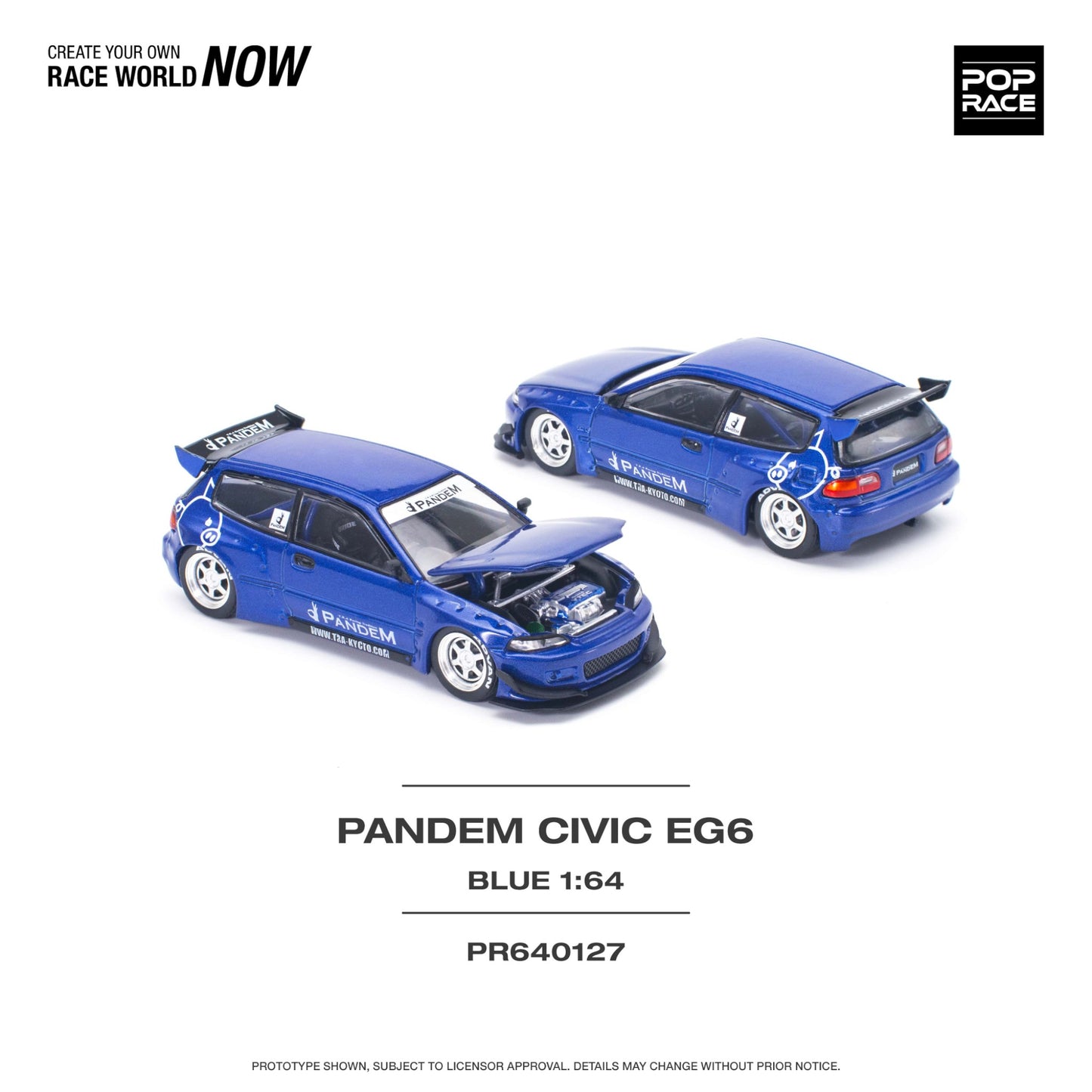 Pop Race - Pandem Honda Civic EG6, blue - PR640127 - 1:64
