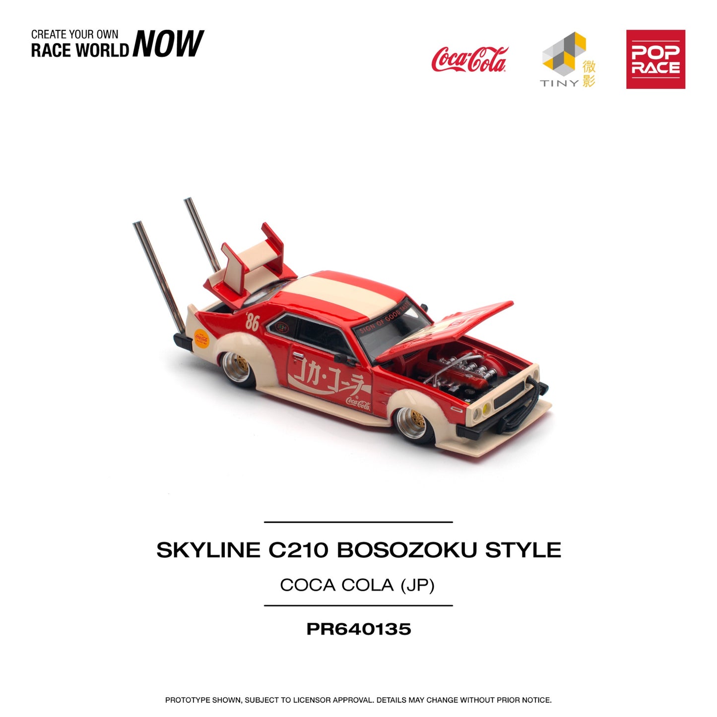 Pop Race - Pre-Order - Skyline C210 Bosozoku Style - Coca Cola (JP) - PR640135 - 1:64