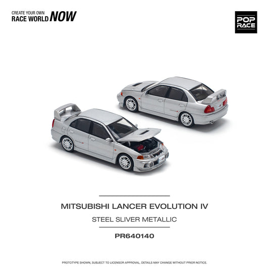 Pop Race - Pre-Order - Mitsubishi Lancer Evolution IV - steel silver metallic - PR640140