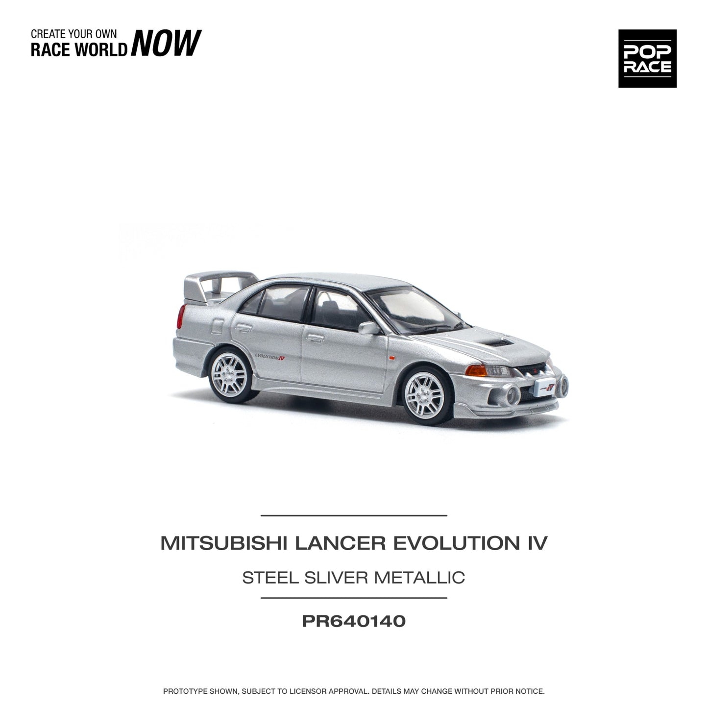 Pop Race - Pre-Order - Mitsubishi Lancer Evolution IV - steel silver metallic - PR640140