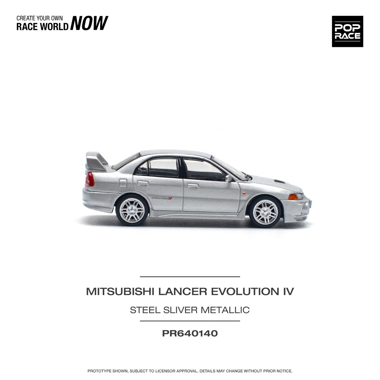 Pop Race - Pre-Order - Mitsubishi Lancer Evolution IV - steel silver metallic - PR640140