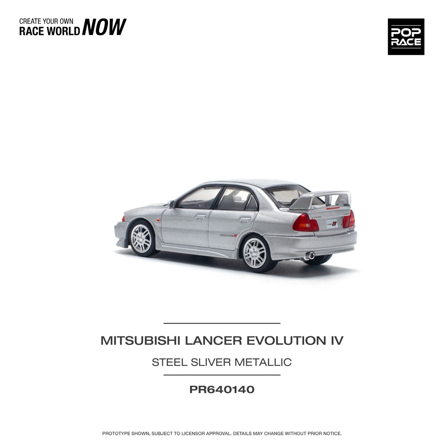 Pop Race - Pre-Order - Mitsubishi Lancer Evolution IV - steel silver metallic - PR640140