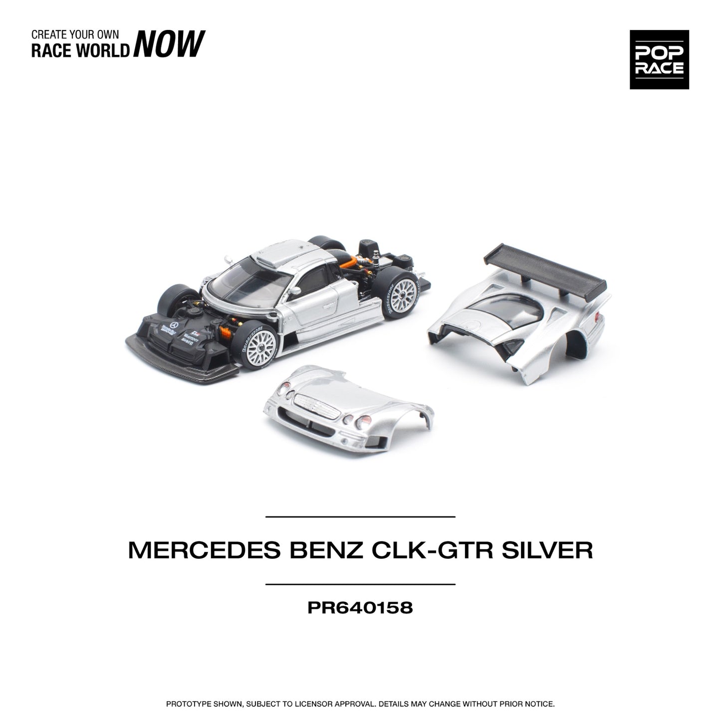 Pop Race - Pre-Order - Mercedes Benz CLK-GTR silver - PR640158