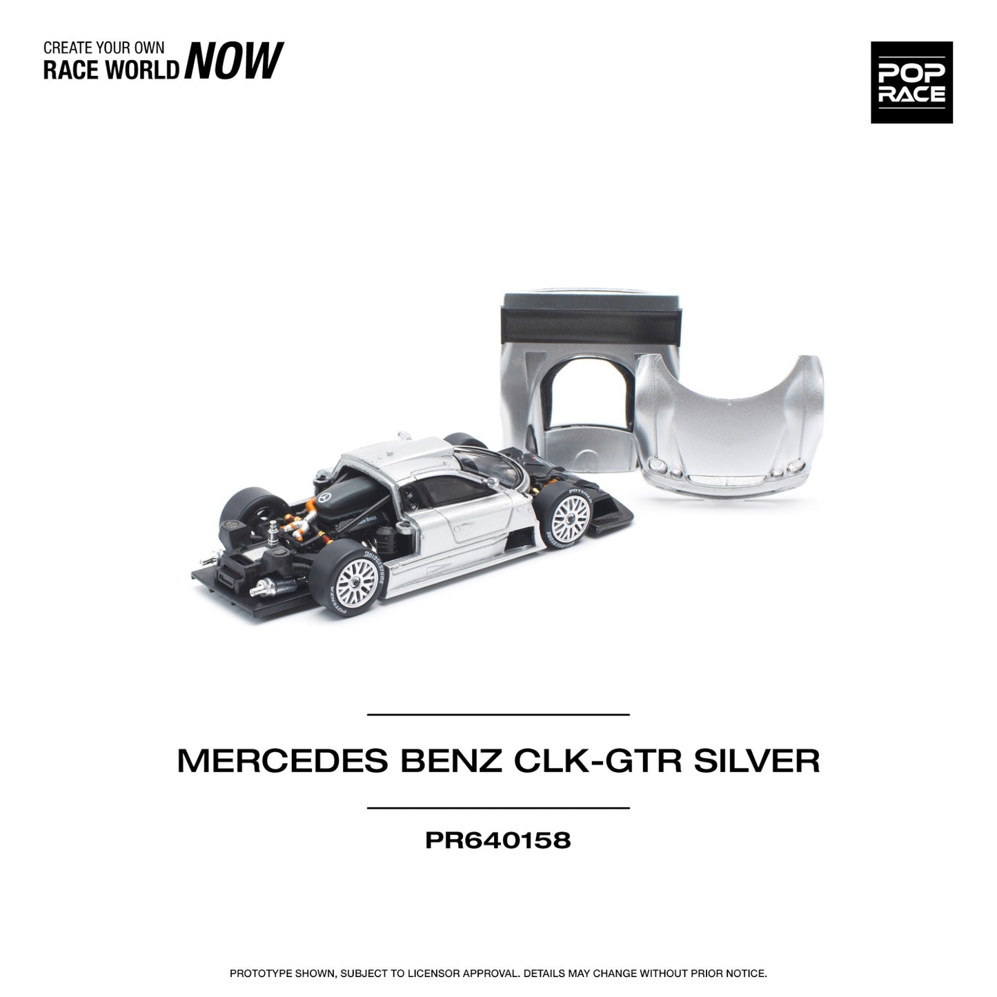 Pop Race - Pre-Order - Mercedes Benz CLK-GTR silver - PR640158