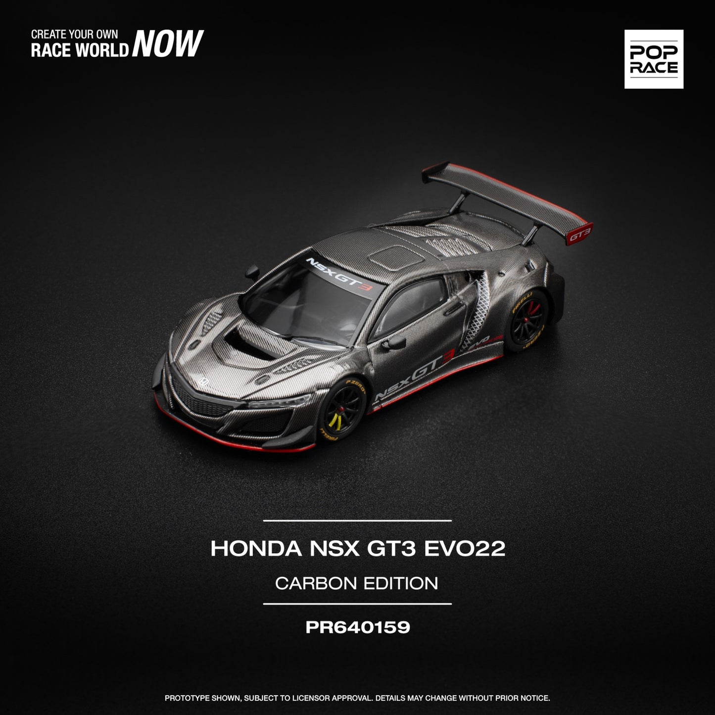 Pop Race - Pre-Order - Honda NSX GT3 EVO22 Carbon Edition - PR640159 - 1:64