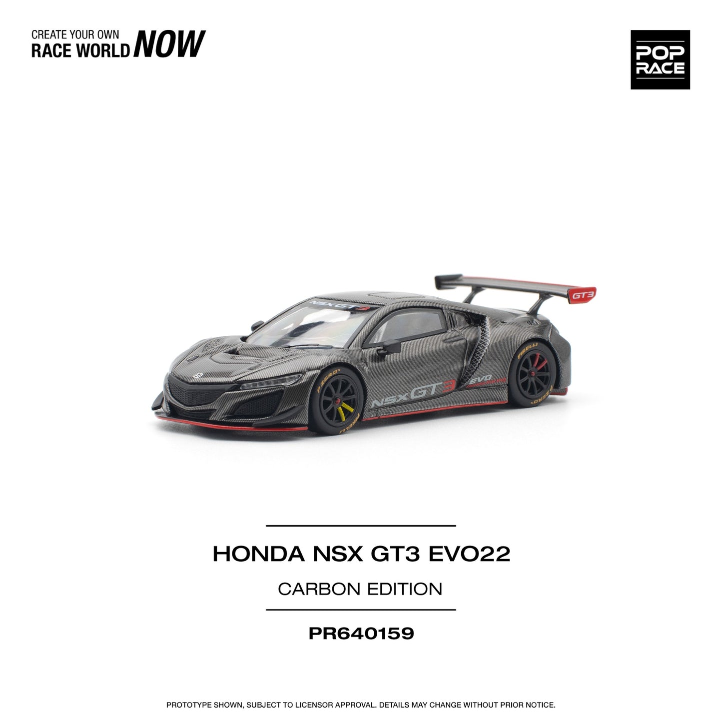 Pop Race - Pre-Order - Honda NSX GT3 EVO22 Carbon Edition - PR640159 - 1:64