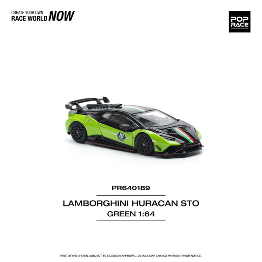 Pop Race - Pre-Order - Lamborghini Huracan STO (LP640-2 10 Anniversario, green/black - PR640189