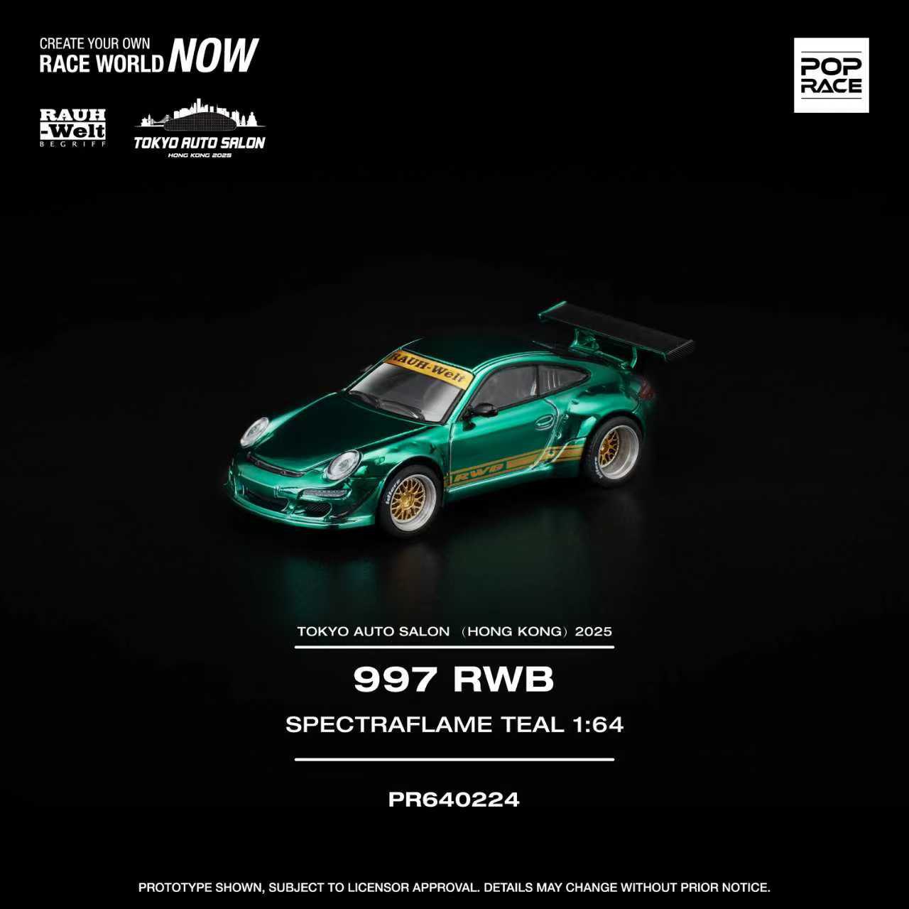Pop Race - Pre-Order - 997 RWB, Spectraflame Teal - Tokyo Auto Salon Hong Kong 2025 - PR640224