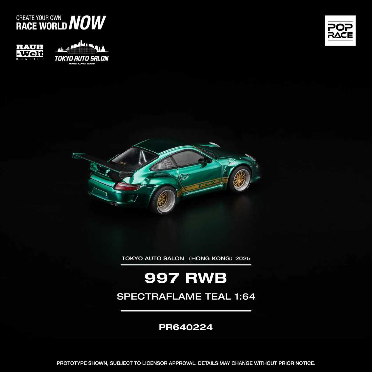 Pop Race - Pre-Order - 997 RWB, Spectraflame Teal - Tokyo Auto Salon Hong Kong 2025 - PR640224