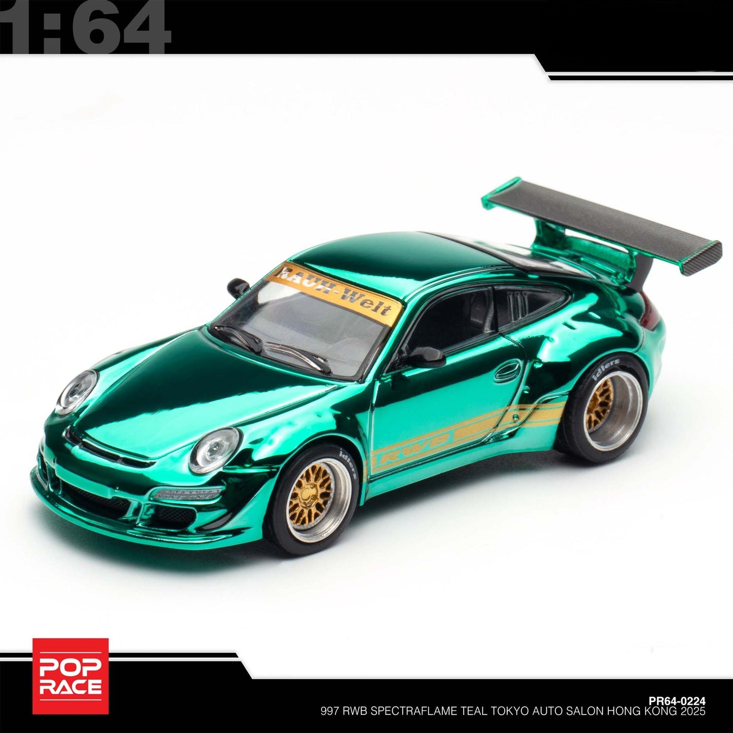 Pop Race - Pre-Order - 997 RWB, Spectraflame Teal - Tokyo Auto Salon Hong Kong 2025 - PR640224