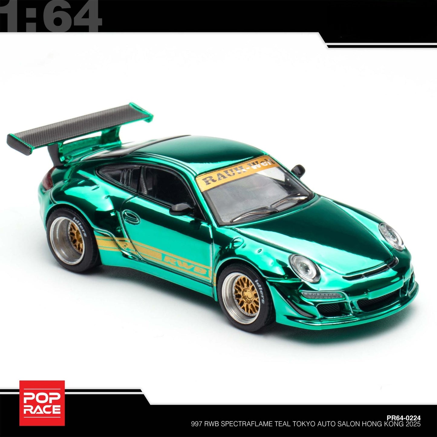 Pop Race - Pre-Order - 997 RWB, Spectraflame Teal - Tokyo Auto Salon Hong Kong 2025 - PR640224