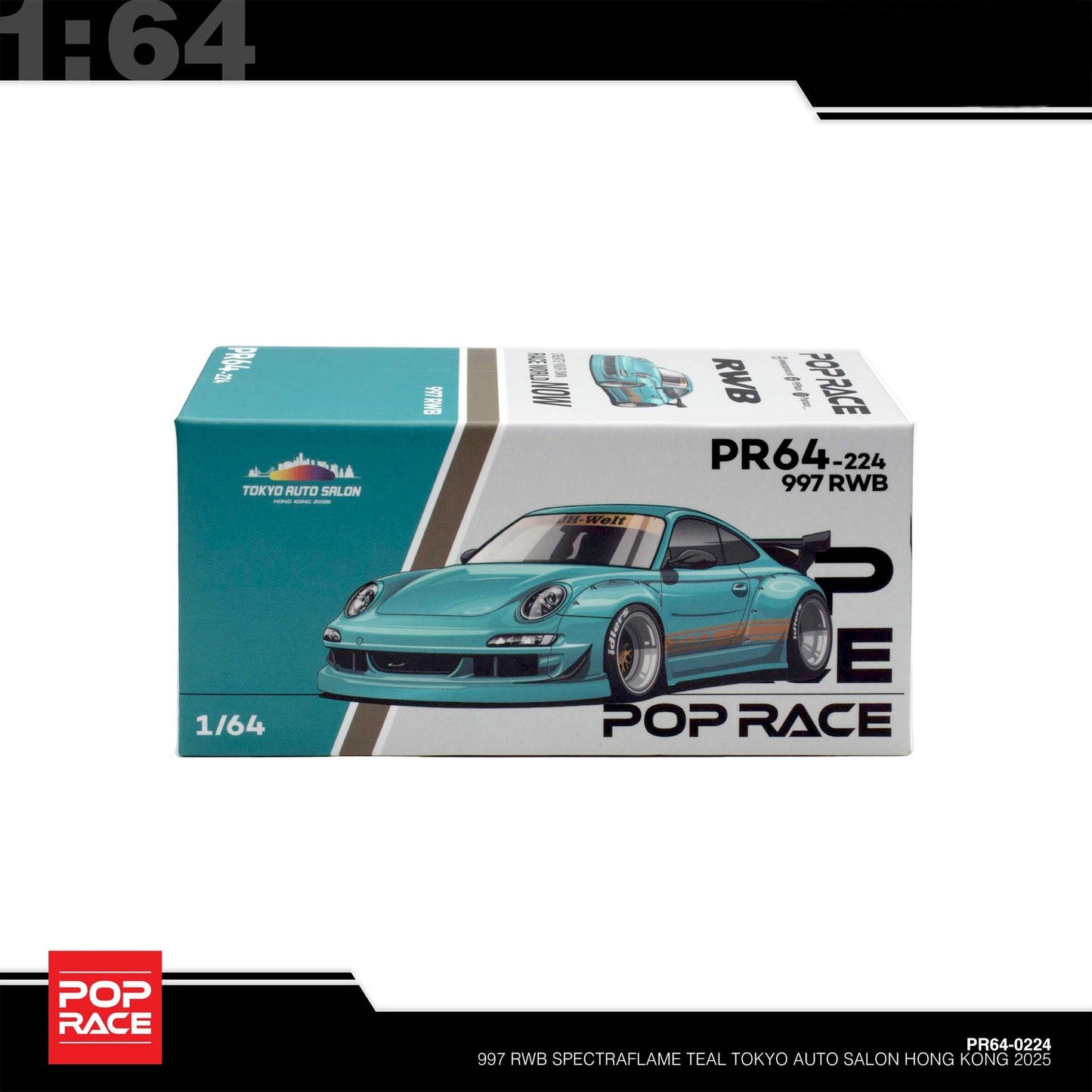 Pop Race - Pre-Order - 997 RWB, Spectraflame Teal - Tokyo Auto Salon Hong Kong 2025 - PR640224