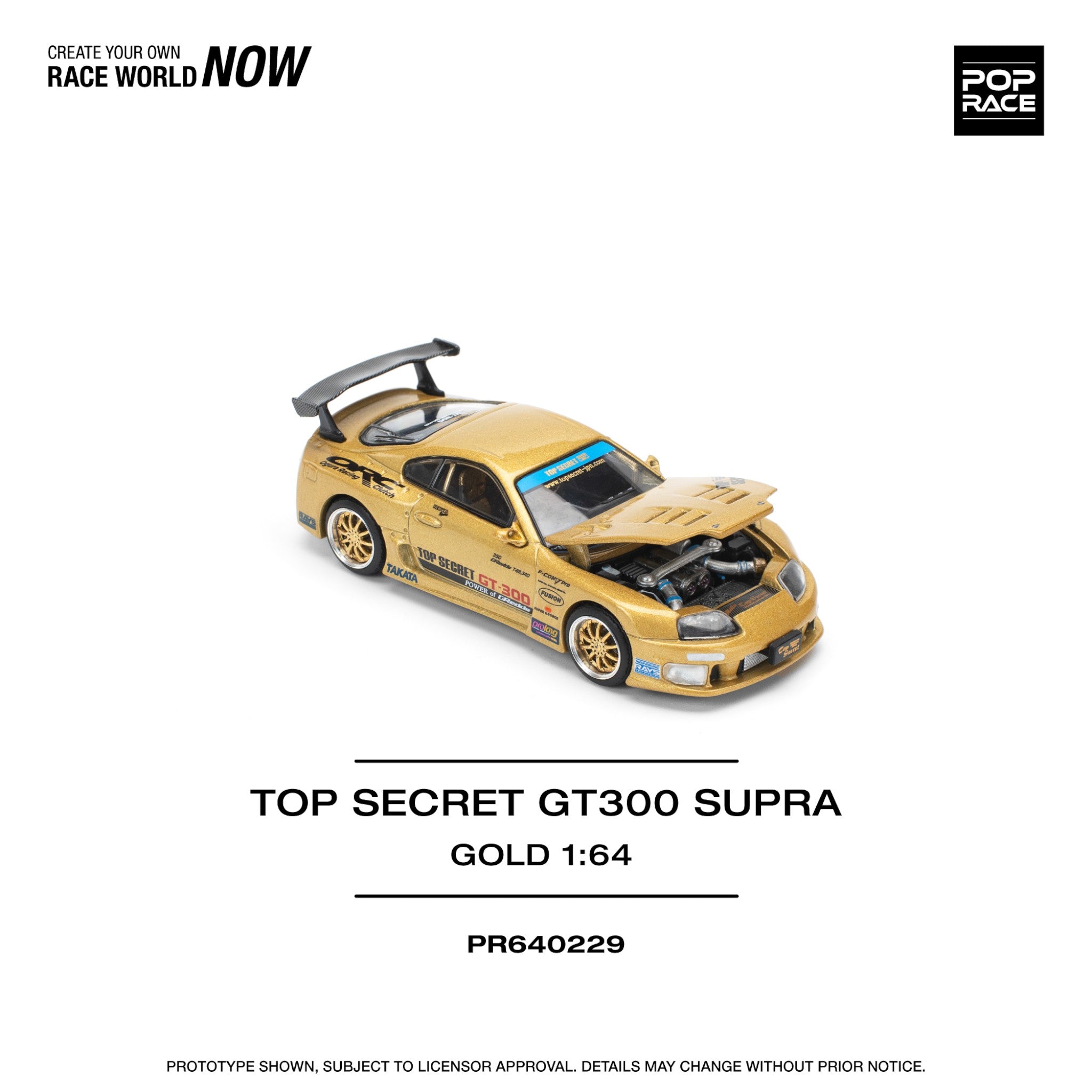 Pop Race - Top Secret GT300 Supra, gold - PR640229 – einszu64