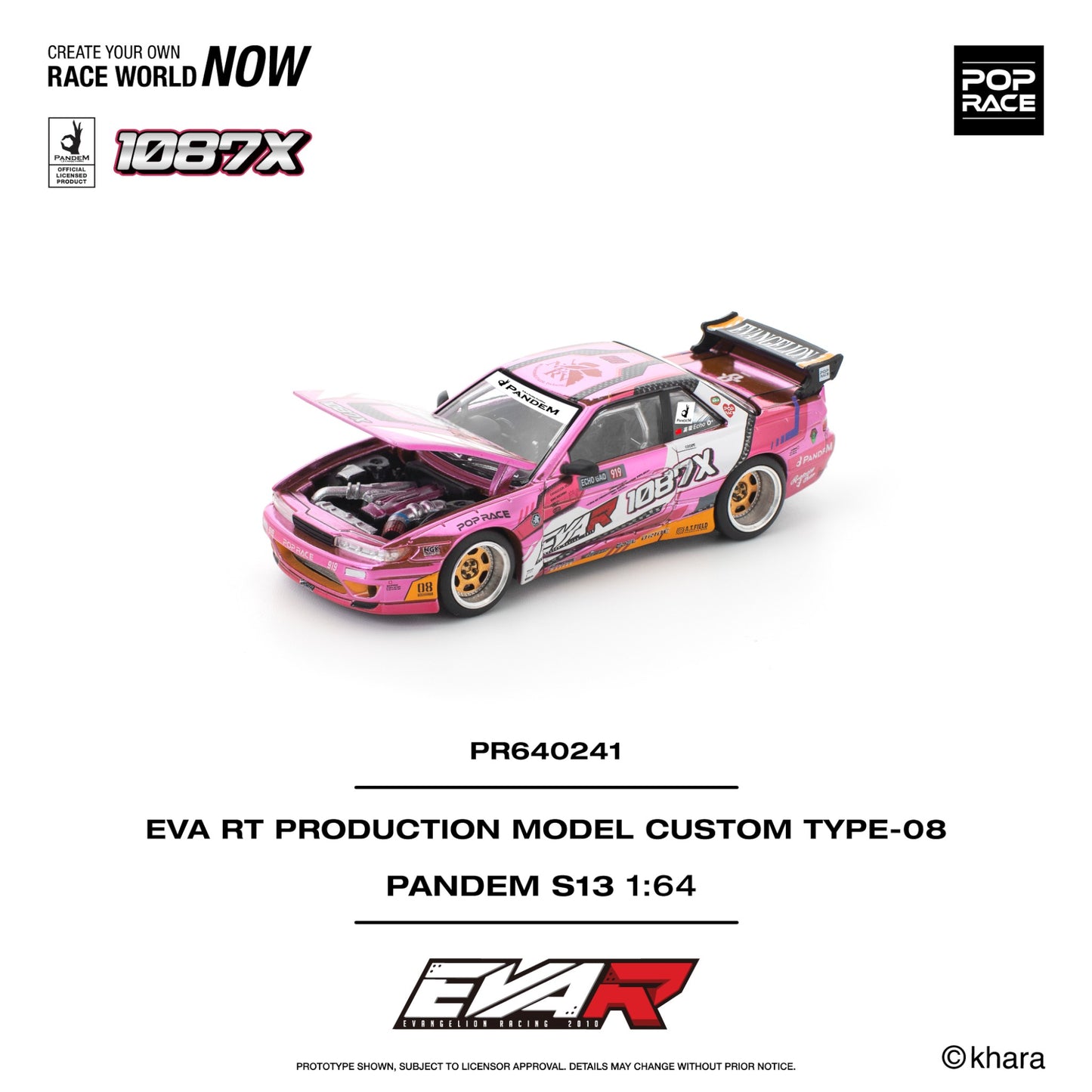 Pop Race - Pre-Order - Pandem S13 Eva RT Production Model Custom Type-08 Eva Racing X 1087X - PR640241