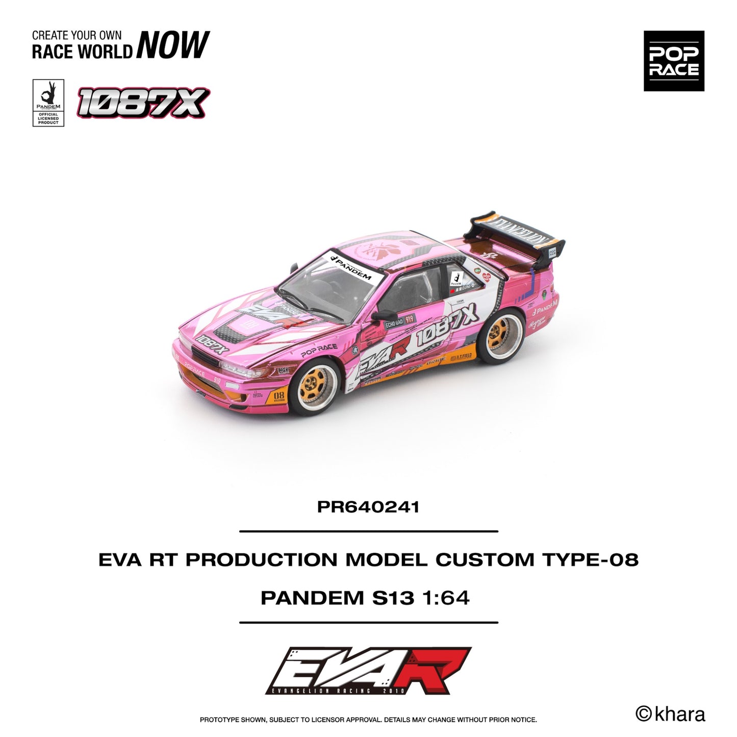 Pop Race - Pre-Order - Pandem S13 Eva RT Production Model Custom Type-08 Eva Racing X 1087X - PR640241