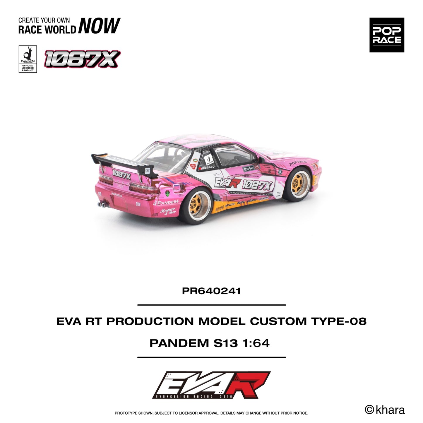 Pop Race - Pre-Order - Pandem S13 Eva RT Production Model Custom Type-08 Eva Racing X 1087X - PR640241