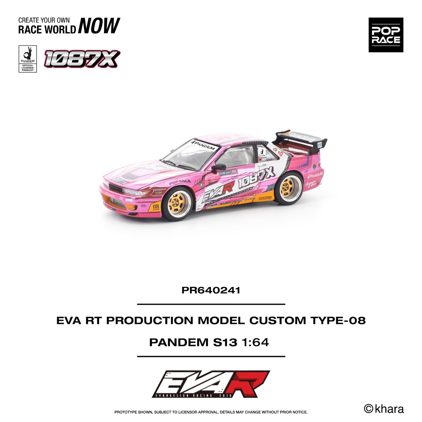 Pop Race - Pre-Order - Pandem S13 Eva RT Production Model Custom Type-08 Eva Racing X 1087X - PR640241