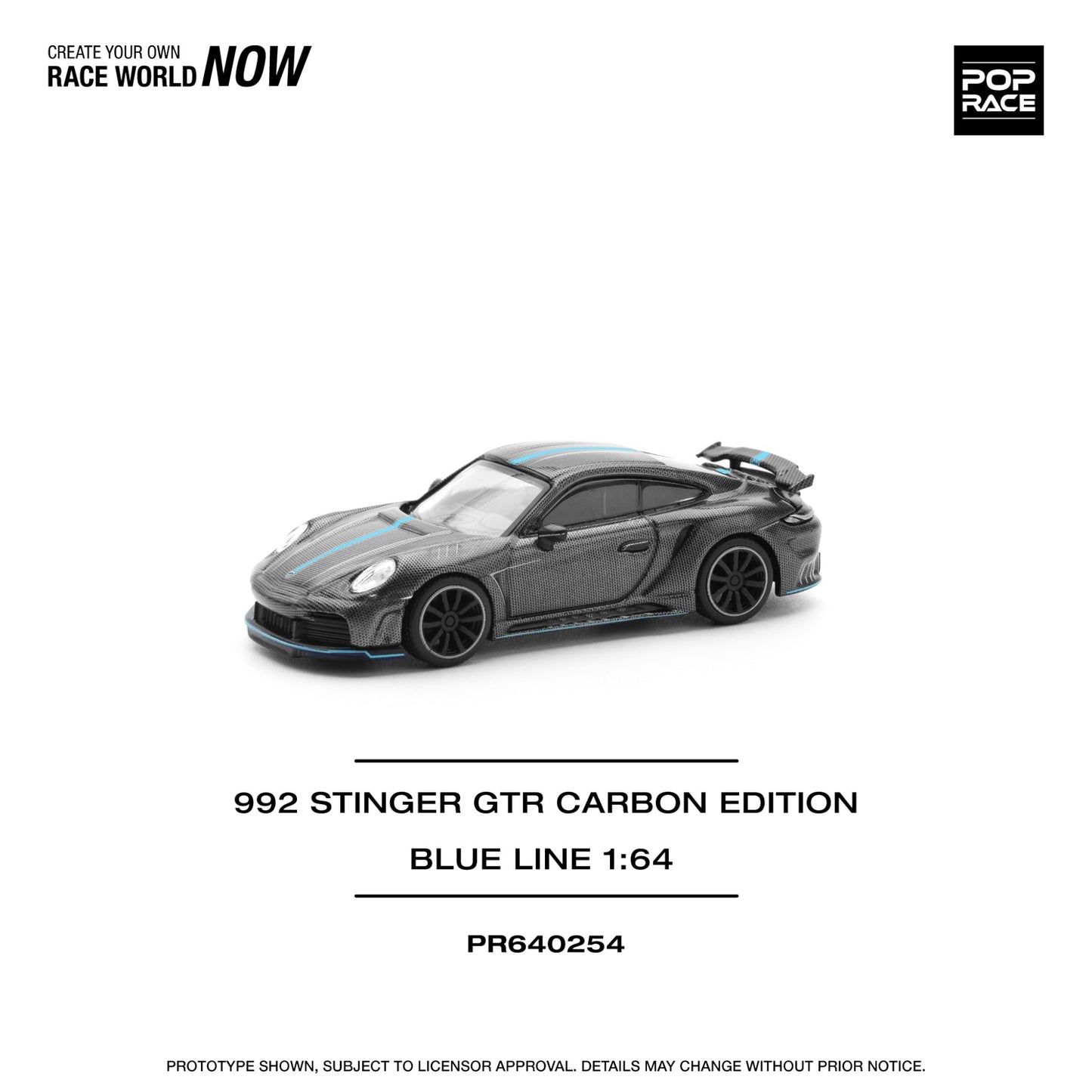Pop Race - Pre-Order - 992 Stinger GTR, carbon edition - blue line- PR640254