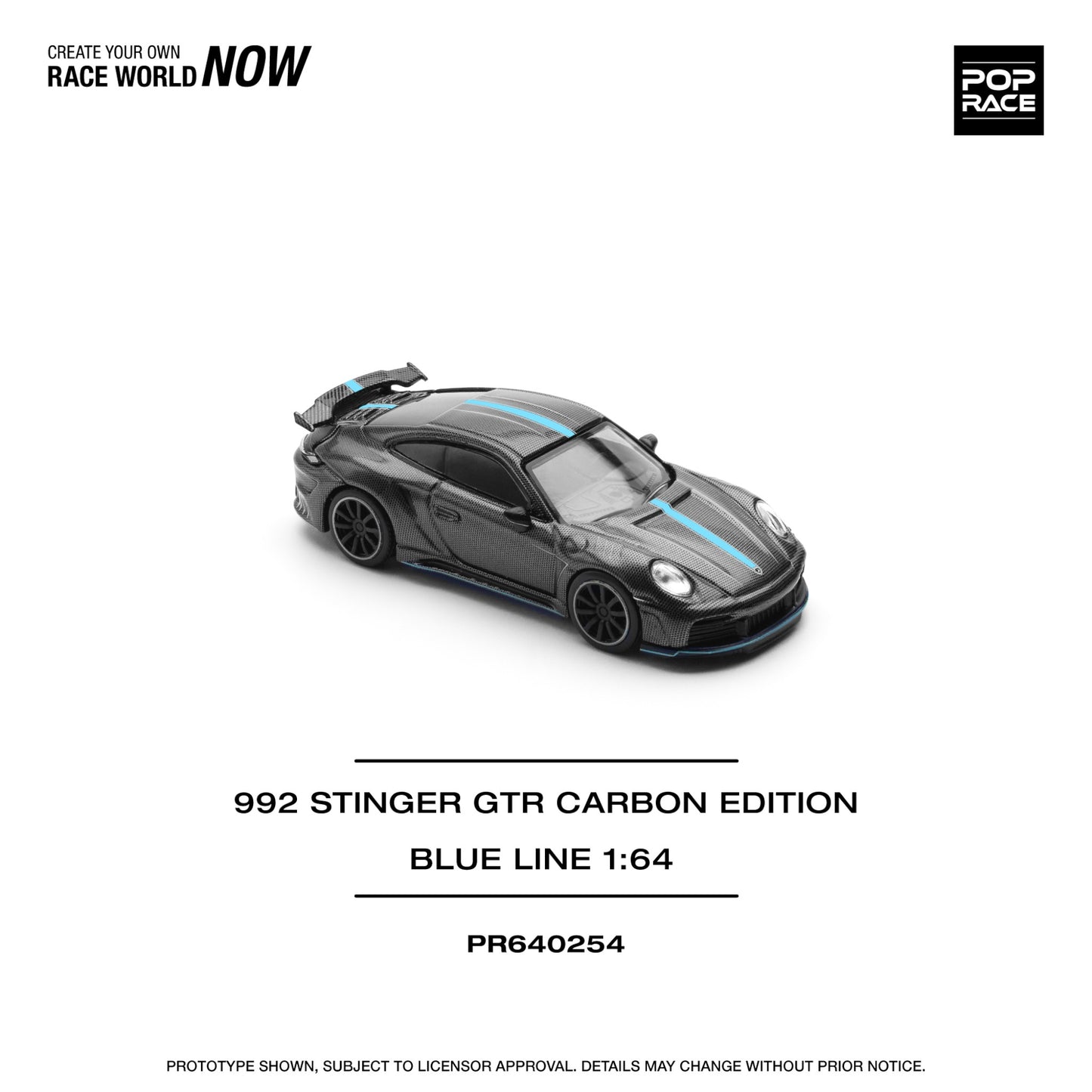 Pop Race - Pre-Order - 992 Stinger GTR, carbon edition - blue line- PR640254