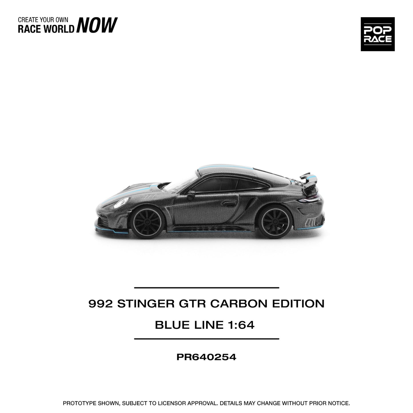 Pop Race - Pre-Order - 992 Stinger GTR, carbon edition - blue line- PR640254