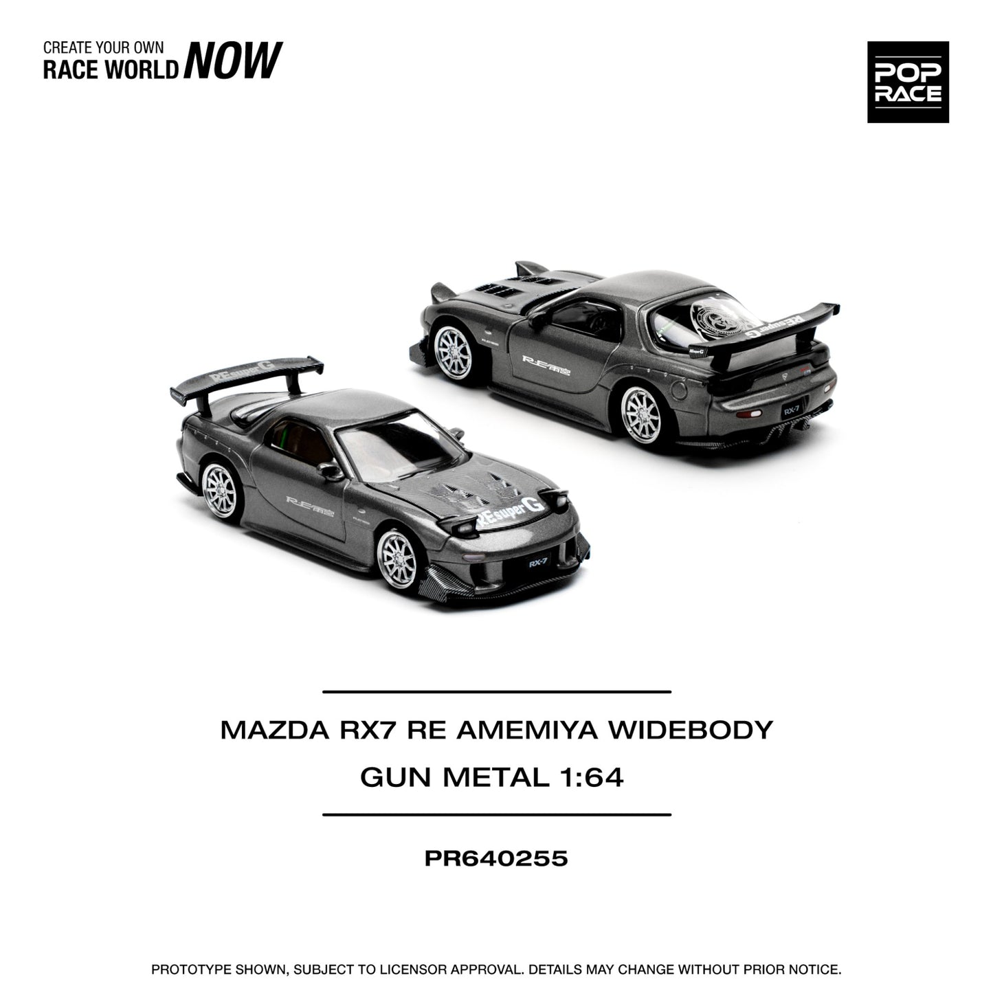 Pop Race - Pre-Order - Mazda RX7 RE Amemiya Widebody, gun matal - PR640255