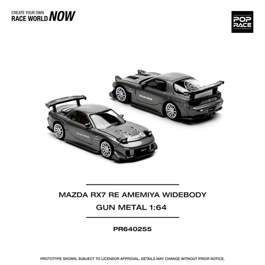 Pop Race - Pre-Order - Mazda RX7 RE Amemiya Widebody, gun matal - PR640255