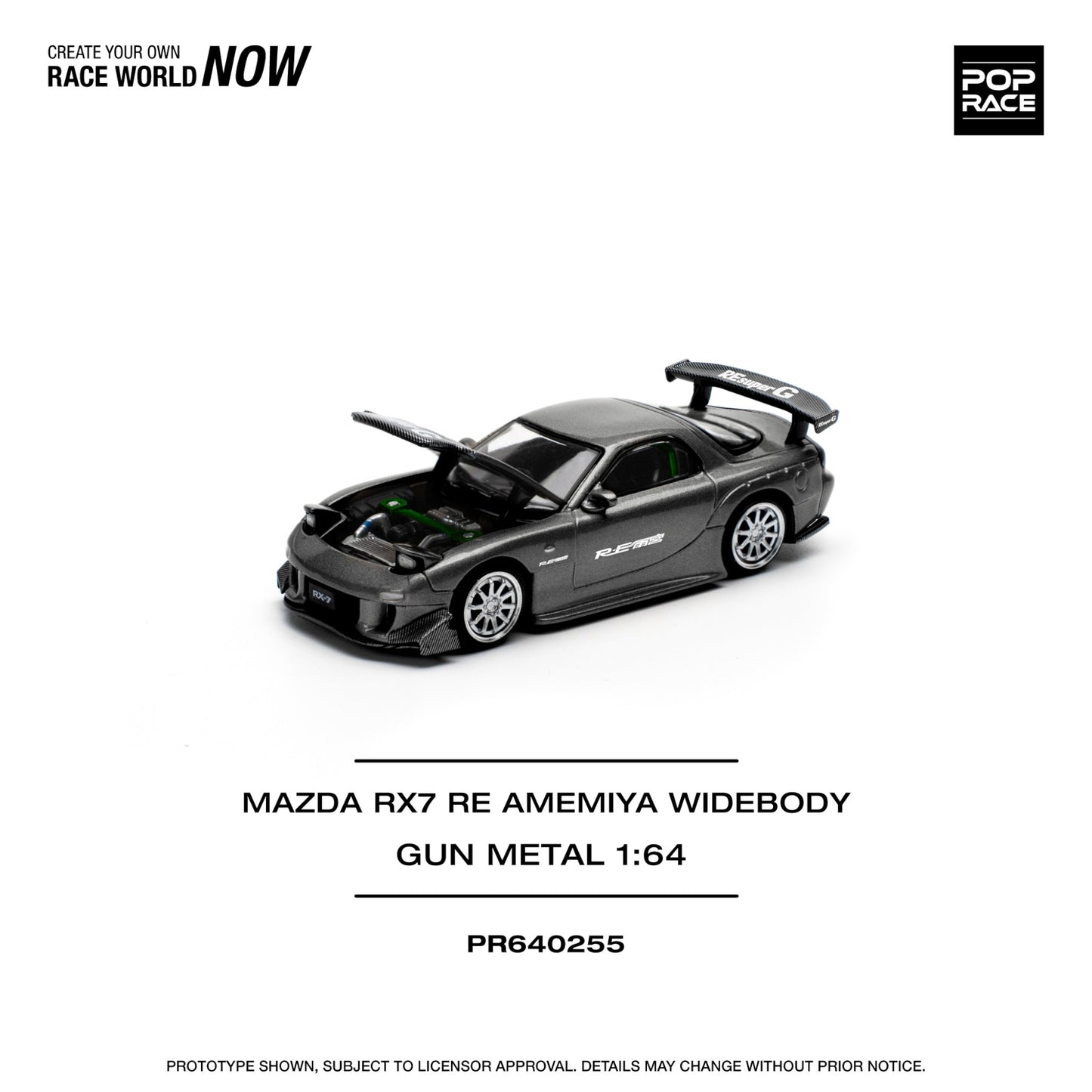 Pop Race - Pre-Order - Mazda RX7 RE Amemiya Widebody, gun matal - PR640255