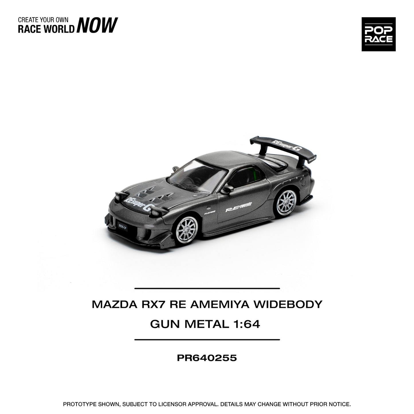Pop Race - Pre-Order - Mazda RX7 RE Amemiya Widebody, gun matal - PR640255