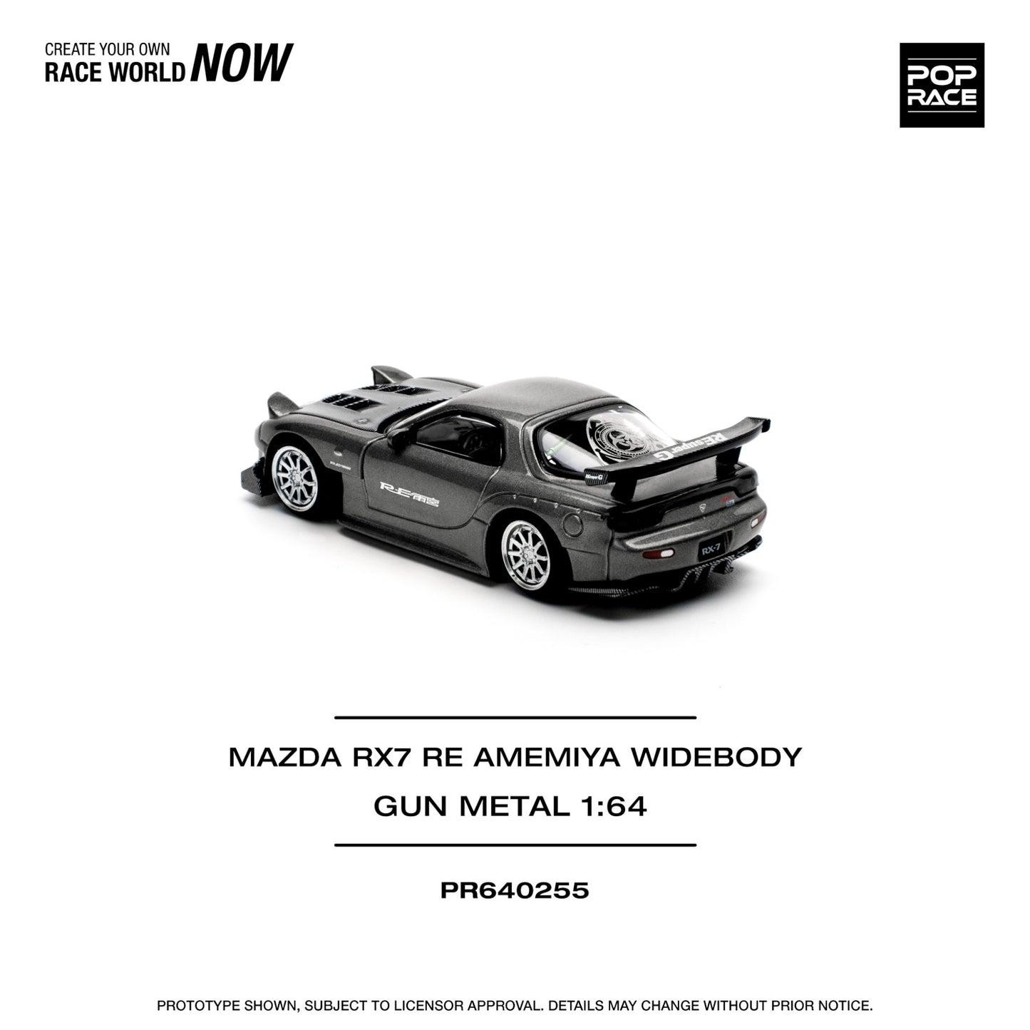 Pop Race - Pre-Order - Mazda RX7 RE Amemiya Widebody, gun matal - PR640255