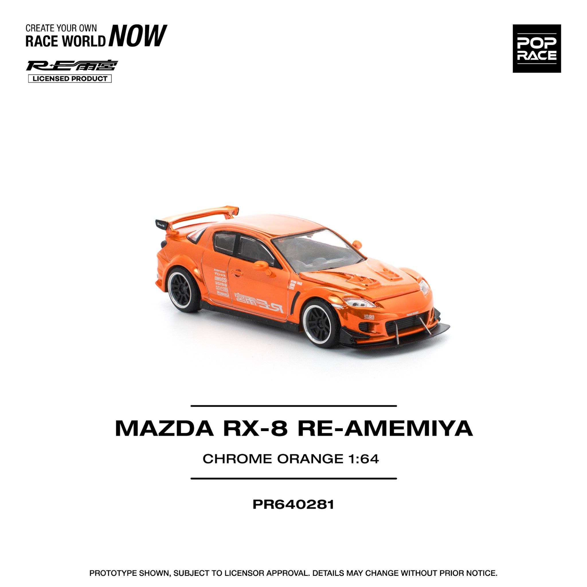 Pop Race - Pre-Order - Mazda RX8 Re-Amemiya, chrome orange - PR640281
