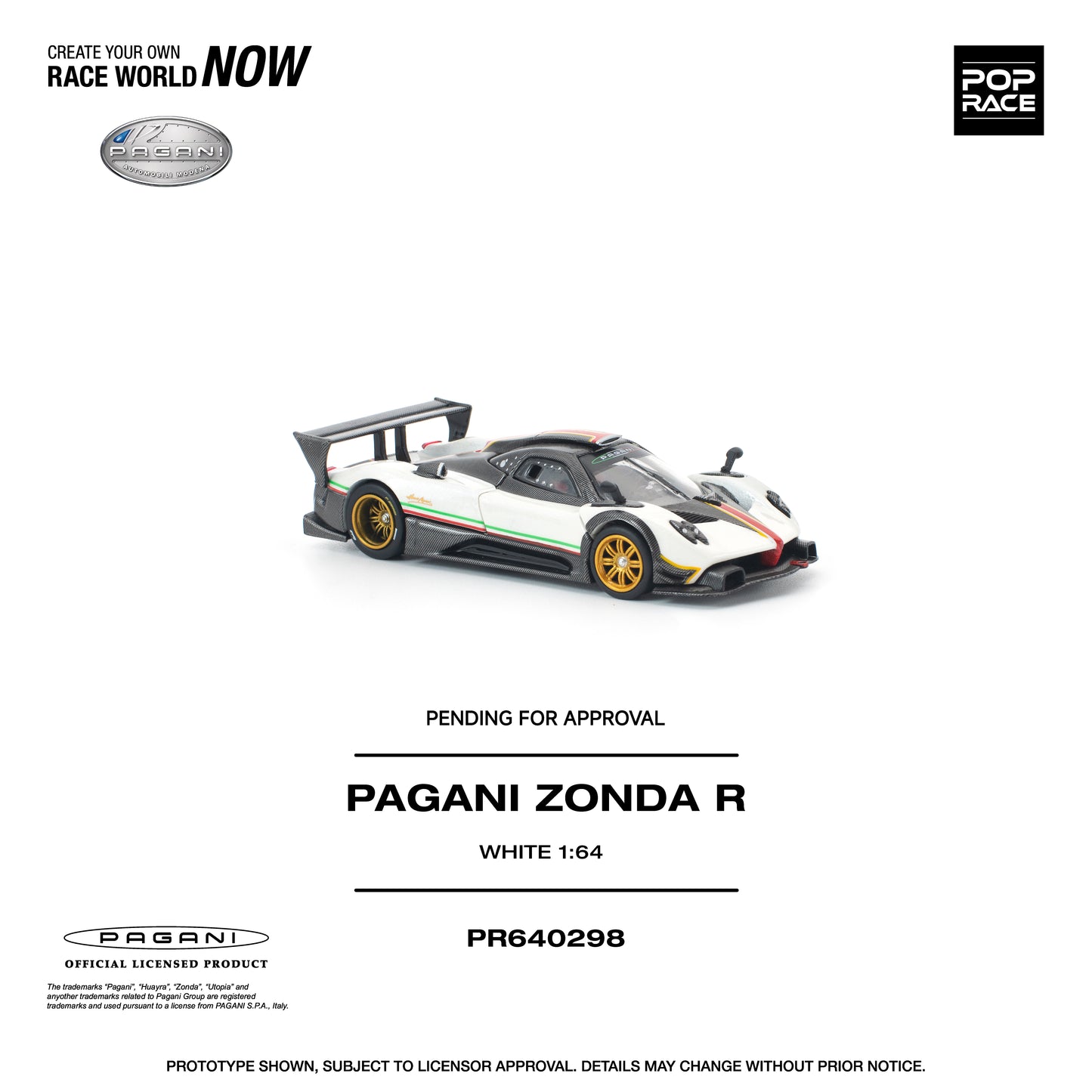 Pop Race - Pre-Order - Pagani Zonda R, white - PR640298