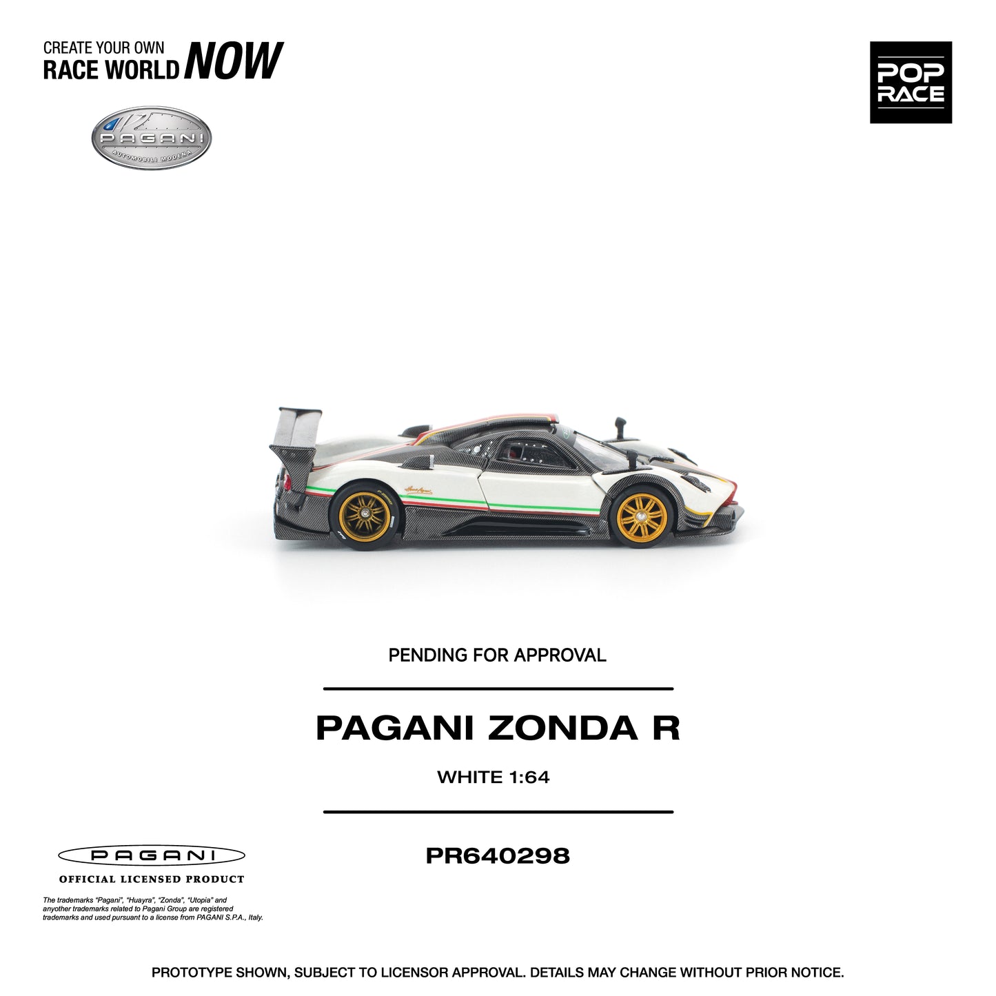 Pop Race - Pre-Order - Pagani Zonda R, white - PR640298