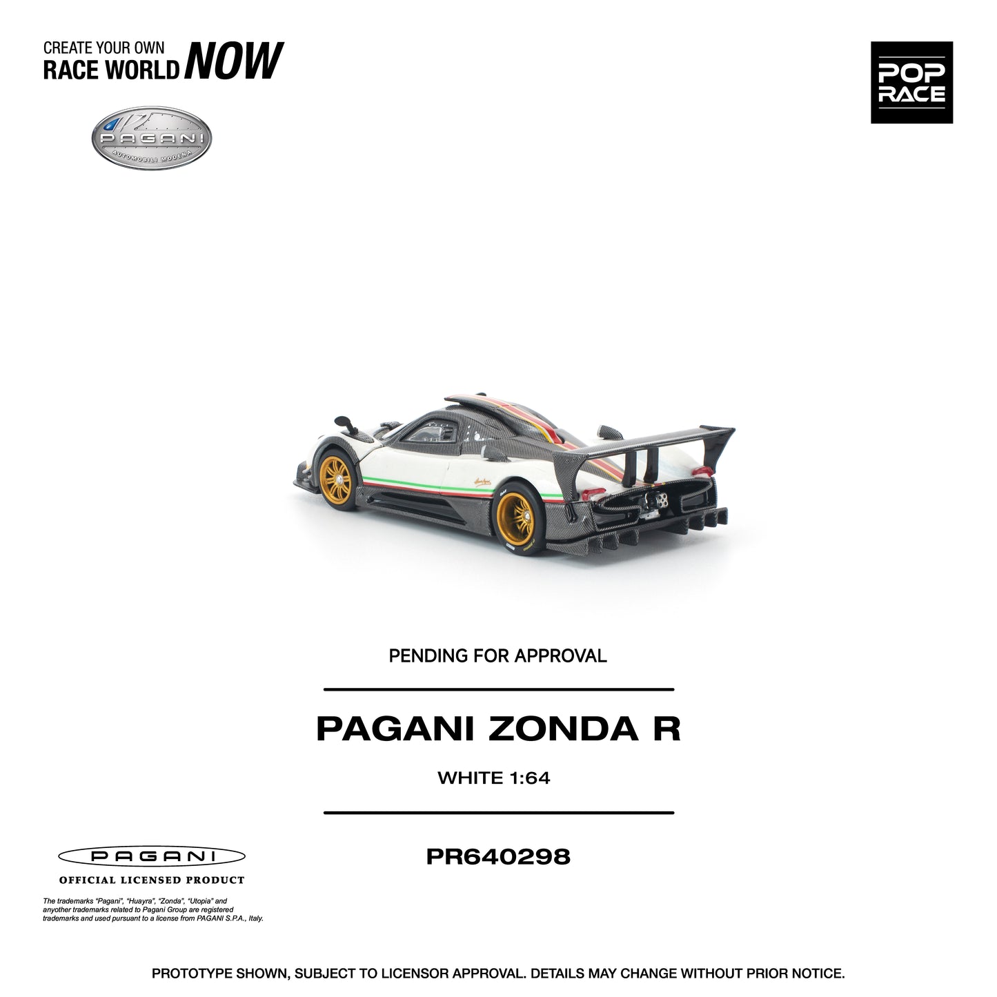 Pop Race - Pre-Order - Pagani Zonda R, white - PR640298