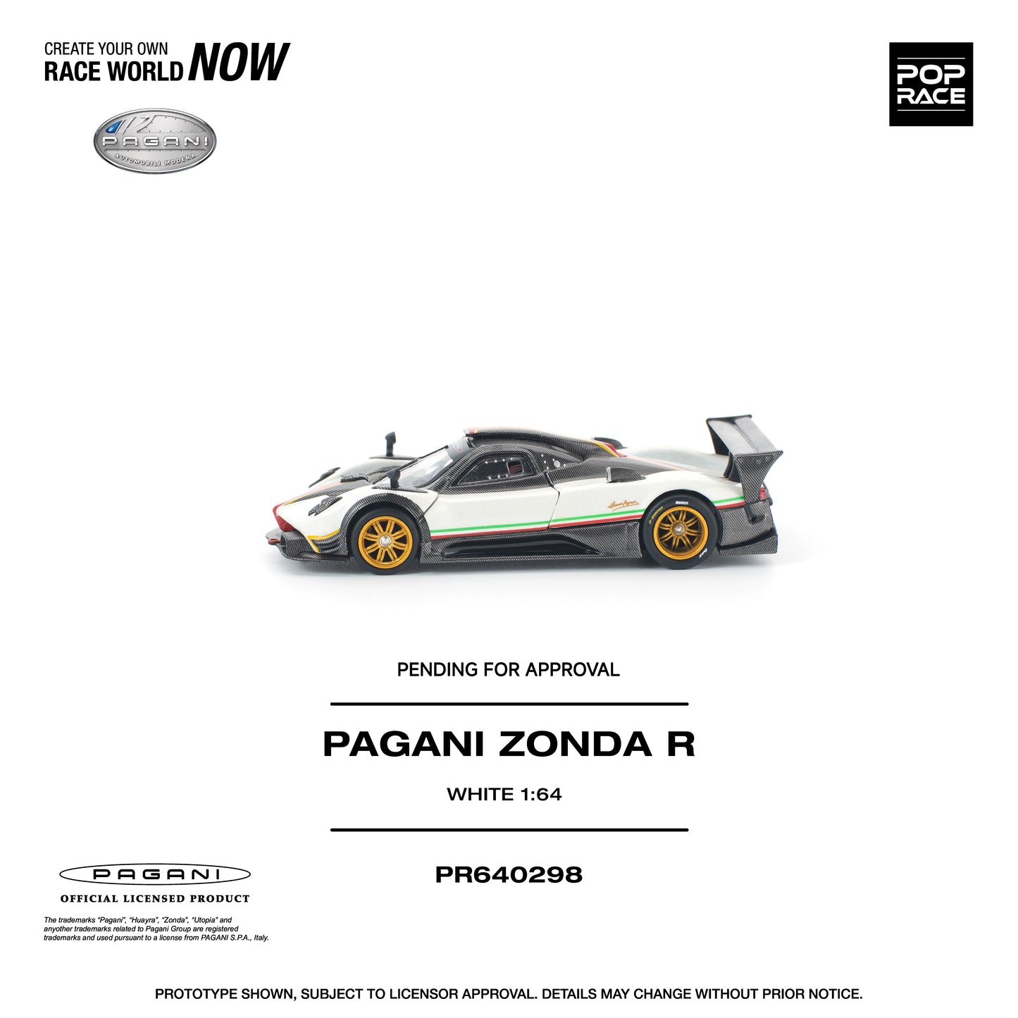 Pop Race - Pre-Order - Pagani Zonda R, white - PR640298