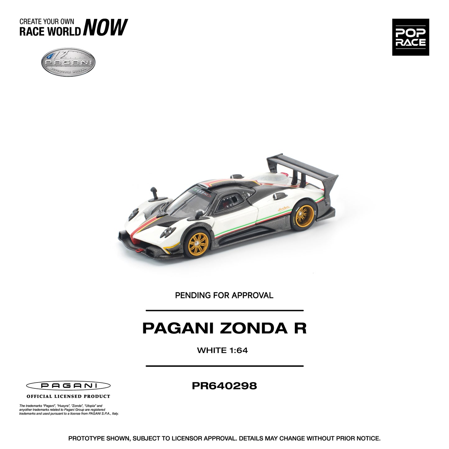 Pop Race - Pre-Order - Pagani Zonda R, white - PR640298