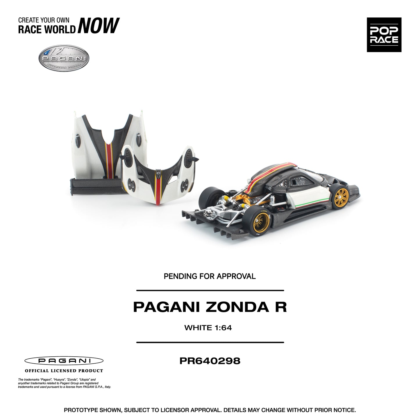 Pop Race - Pre-Order - Pagani Zonda R, white - PR640298