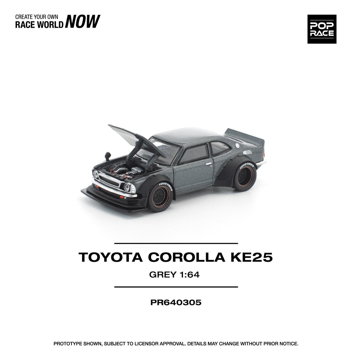 Pop Race - Pre-Order - Toyota Corolla KE25, grey - PR640305