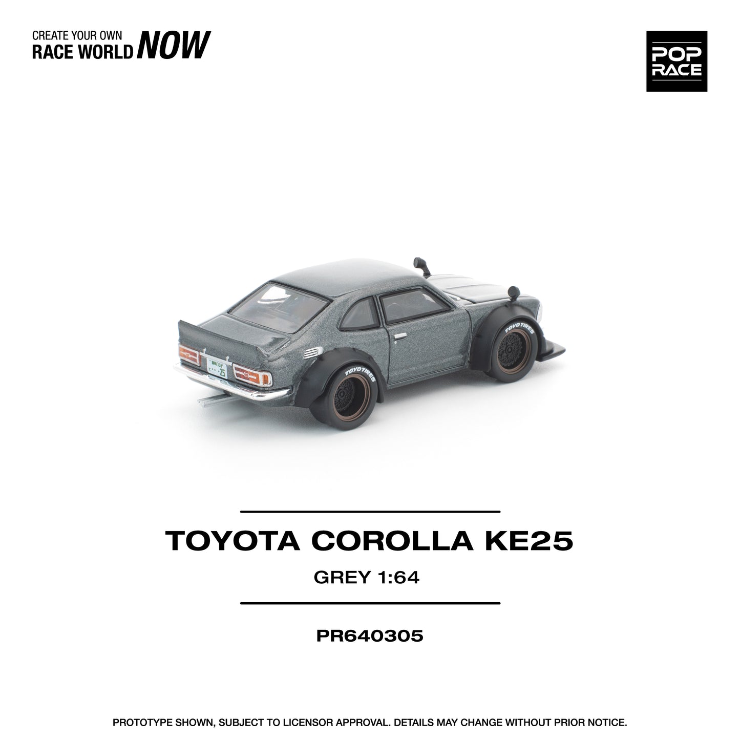 Pop Race - Pre-Order - Toyota Corolla KE25, grey - PR640305