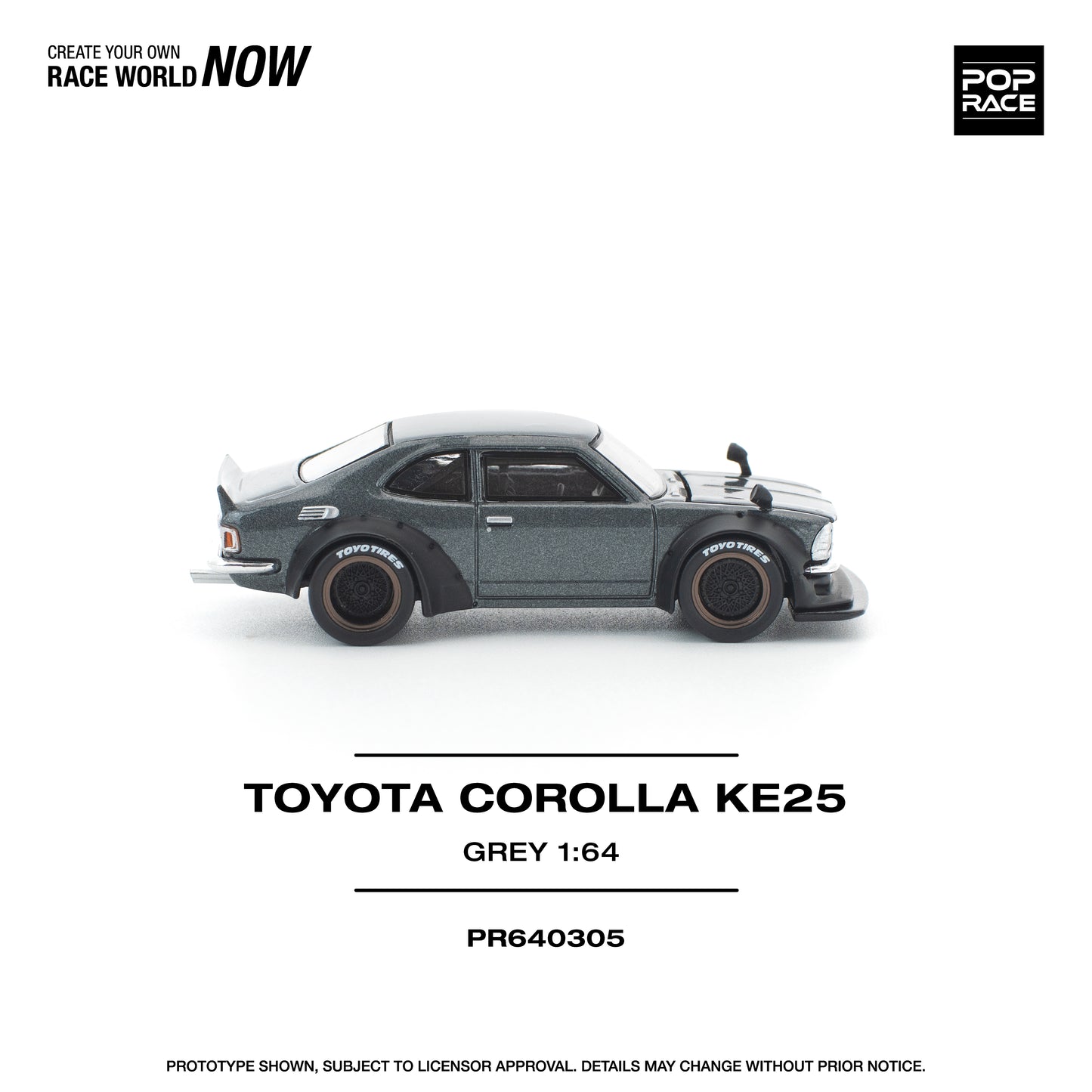Pop Race - Pre-Order - Toyota Corolla KE25, grey - PR640305