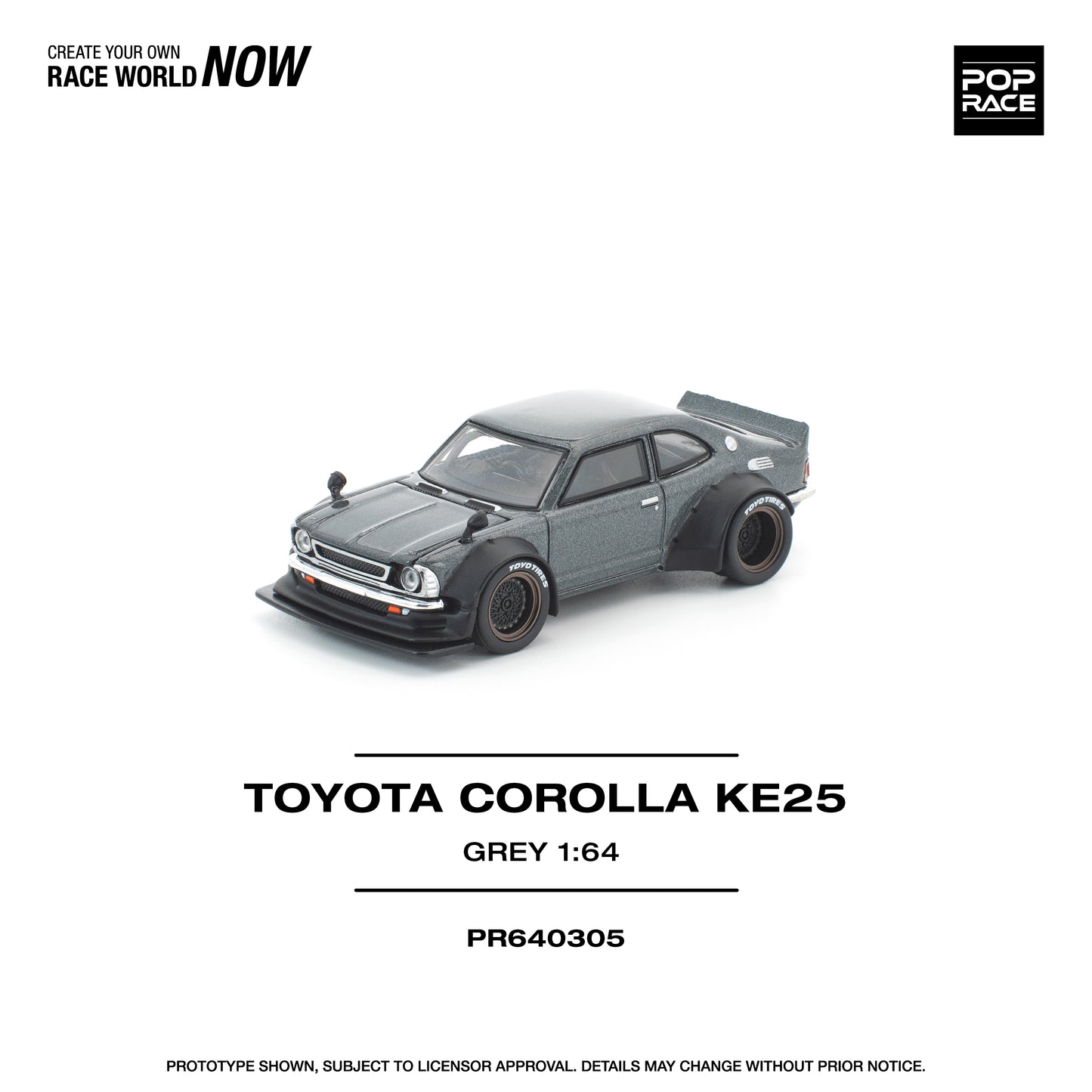 Pop Race - Pre-Order - Toyota Corolla KE25, grey - PR640305