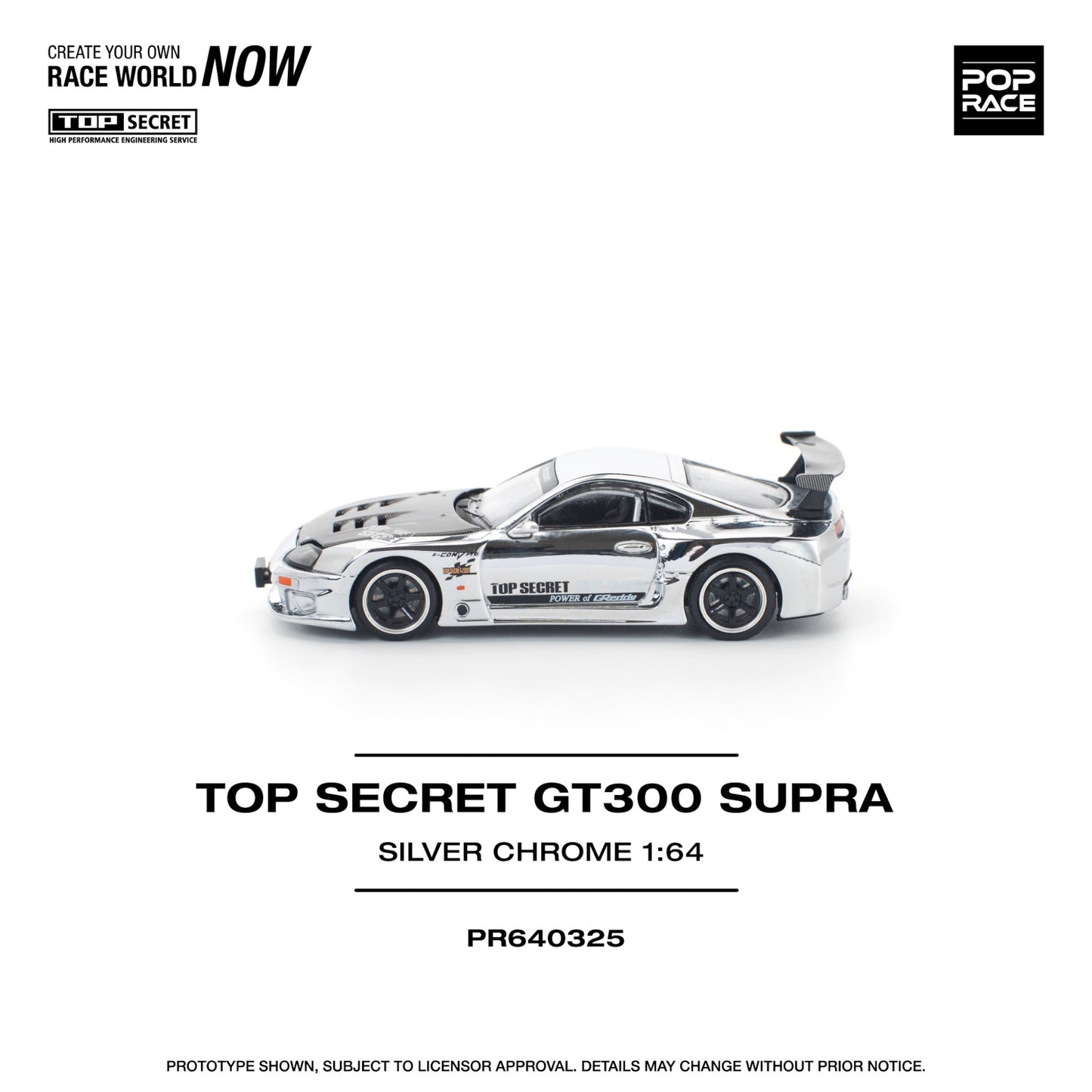 Pop Race - Pre-Order - Top Secret GT300 Supra, silver chrome - PR640325