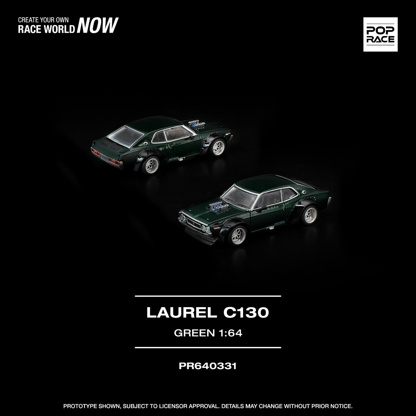 Pop Race - Pre-Order - Nissan Laurel C130, green - PR640331