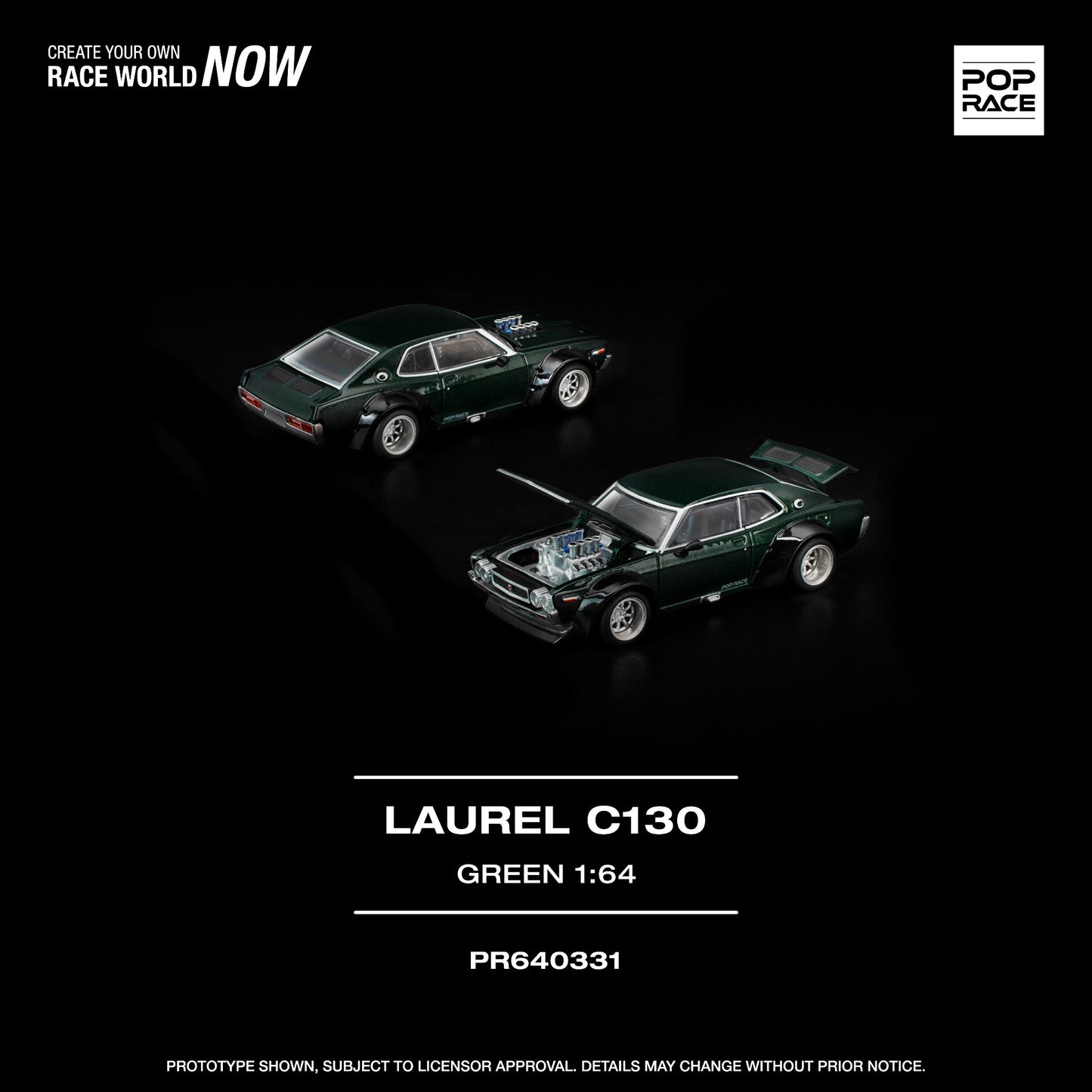 Pop Race - Pre-Order - Nissan Laurel C130, green - PR640331