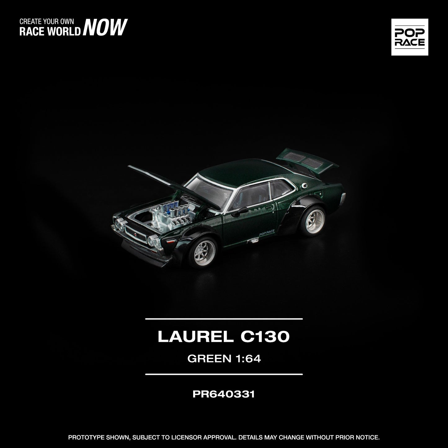 Pop Race - Pre-Order - Nissan Laurel C130, green - PR640331