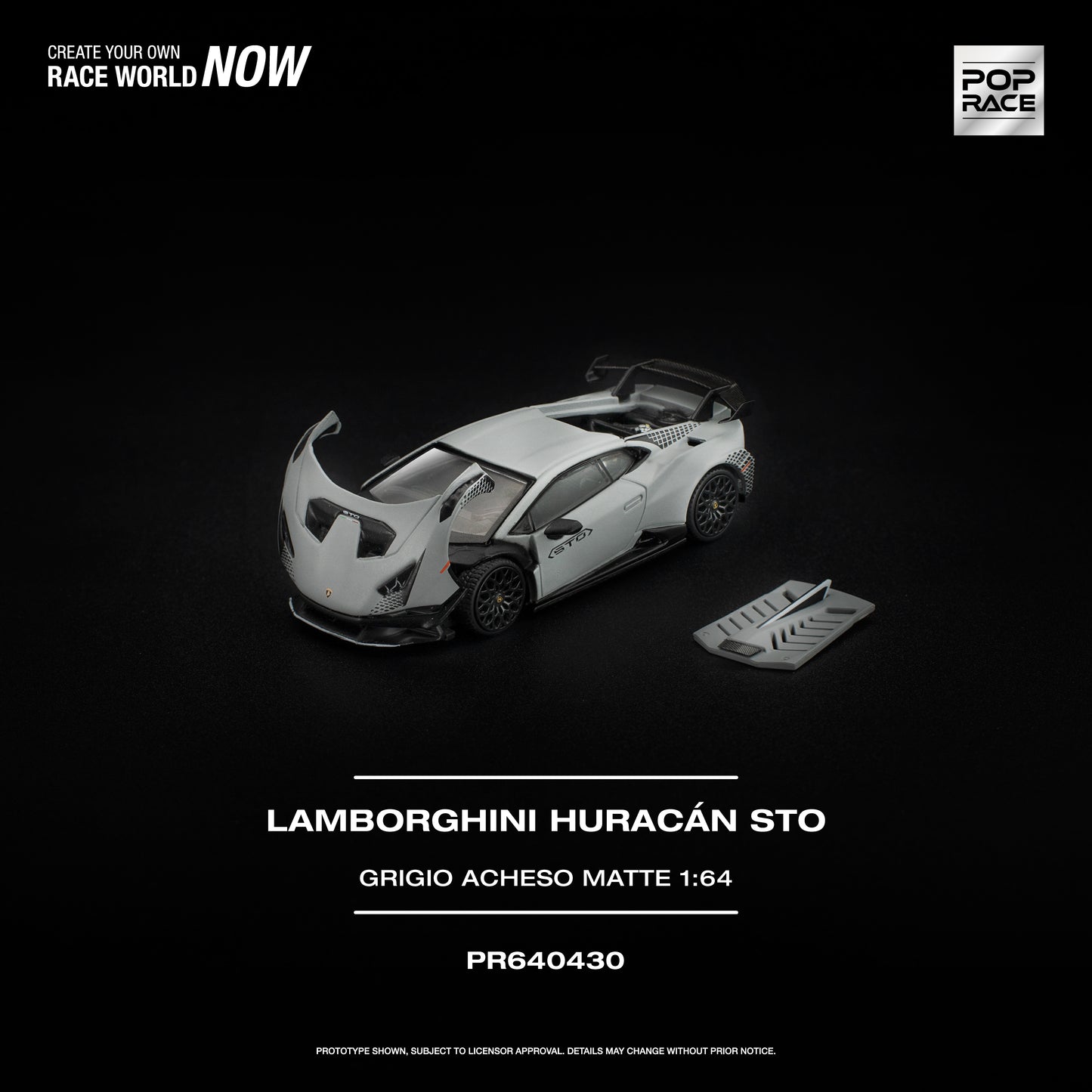 Pop Race - Pre-Order - Lamborghini Huracan STO, grigio acheso matte - PR64430