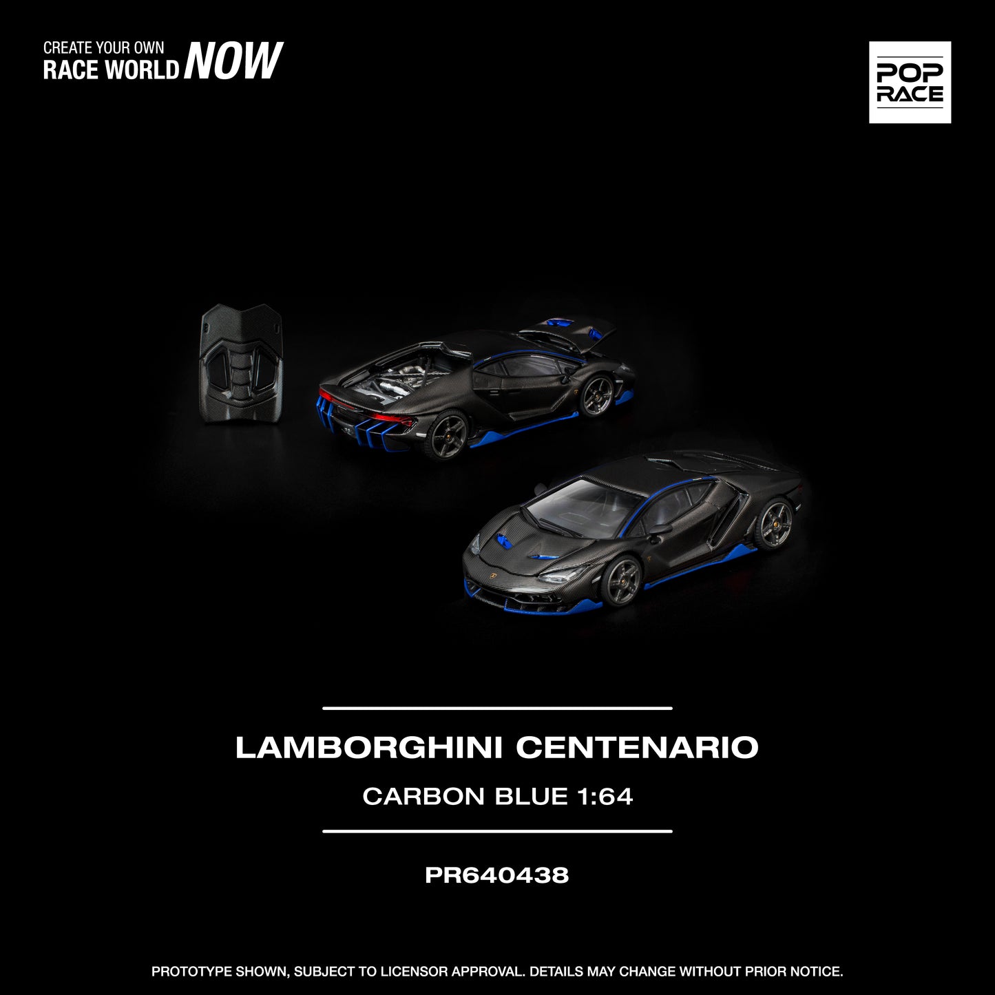 Pop Race - Pre-Order - Lamborghini Centenario, carbon/blue - PR640438