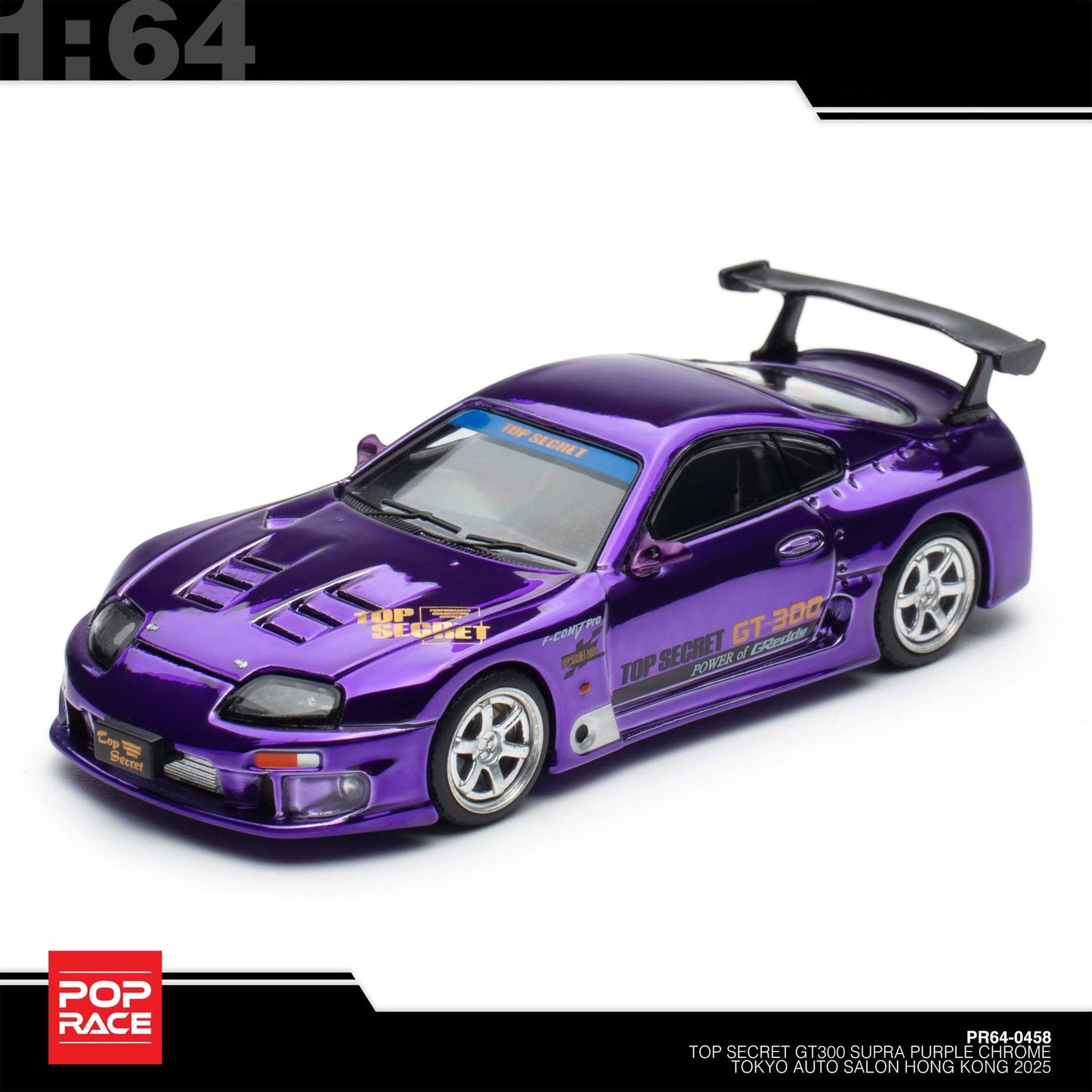 Pop Race - Pre-Order - Top Secret GT300 Supra, Purple Chrome - Tokyo Auto Salon Hong Kong 2025 - PR640458