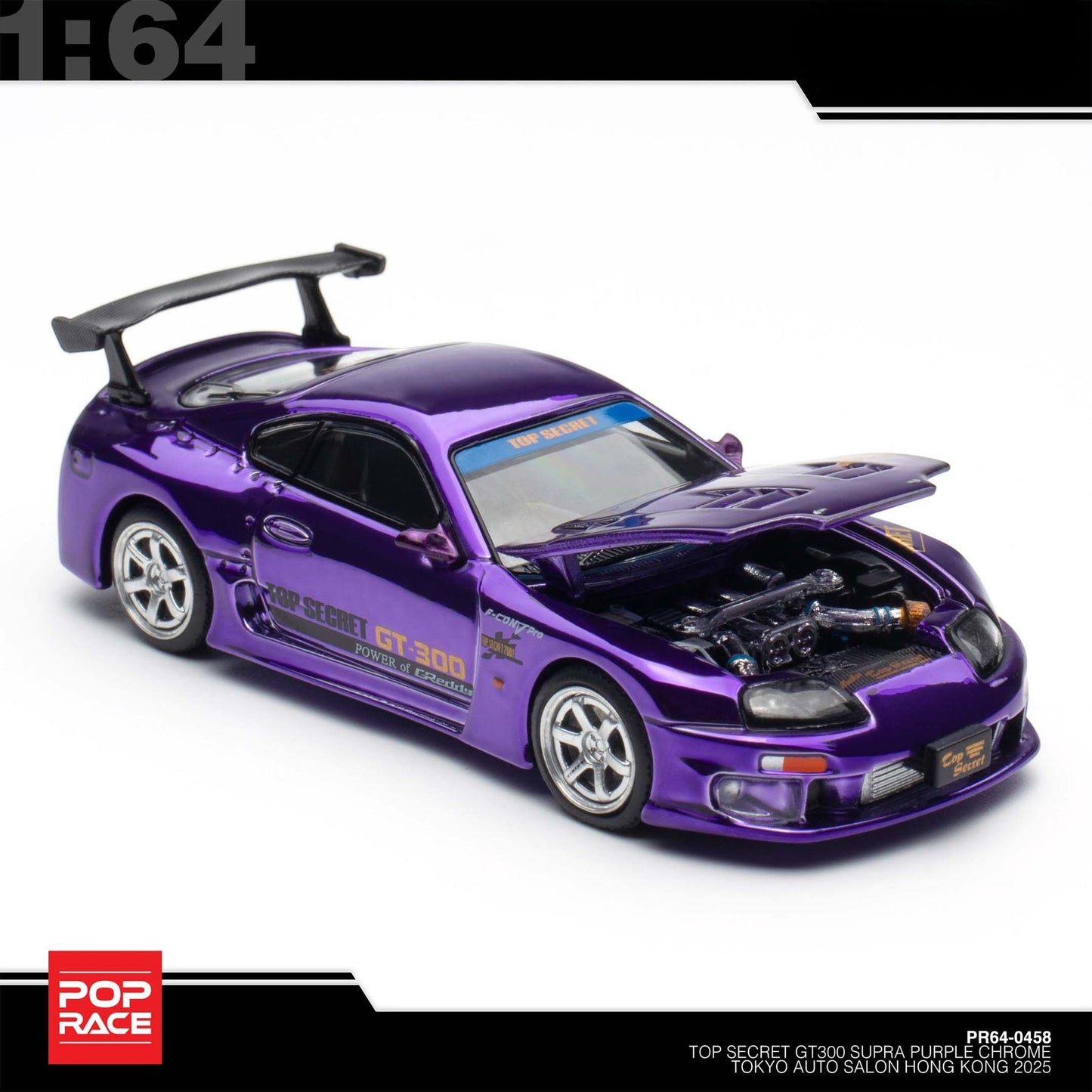 Pop Race - Pre-Order - Top Secret GT300 Supra, Purple Chrome - Tokyo Auto Salon Hong Kong 2025 - PR640458