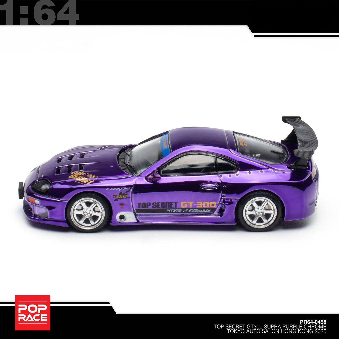Pop Race - Pre-Order - Top Secret GT300 Supra, Purple Chrome - Tokyo Auto Salon Hong Kong 2025 - PR640458